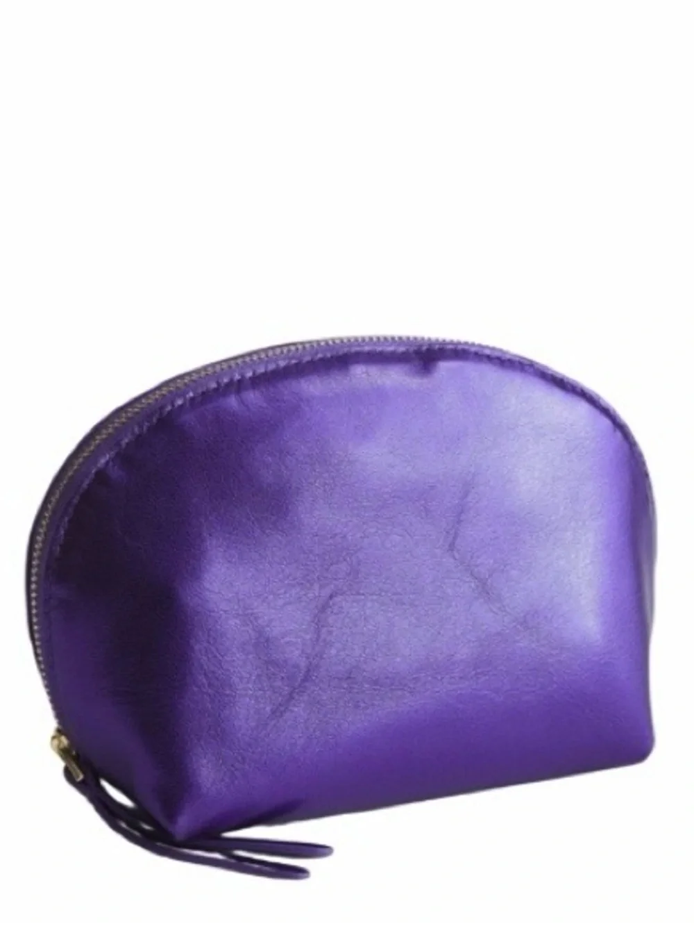 NWT Vera Bradley Genuine Sheepskin Leather Dome Cosmetic Pouch Metallic Purple